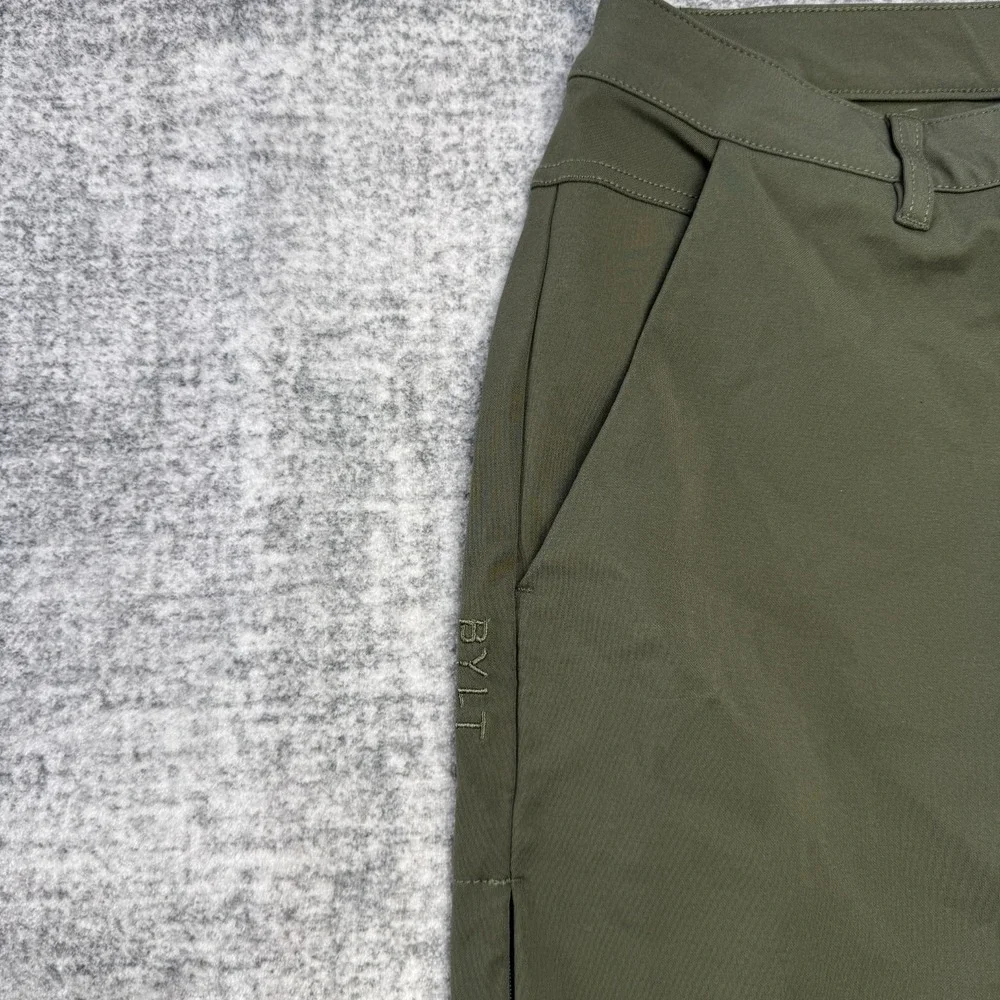 BYLT Every Day Pants 2.0 Mens 34 (32x30) Green Taper Chino Commuter Tech Stretch